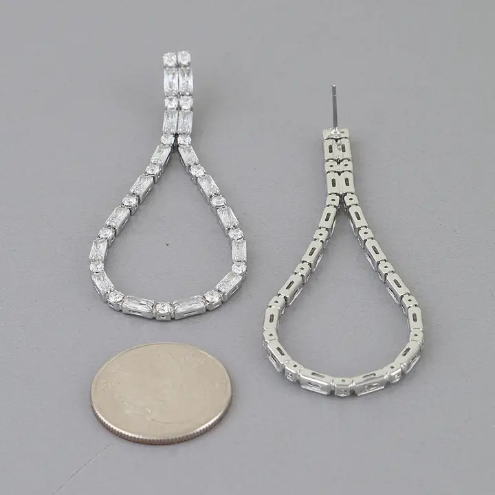Cubic Zirconia Open Teardrop Earrings