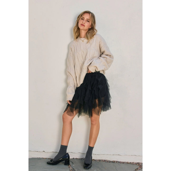 Frosted Mesa Relaxed Cable Knit Sweater