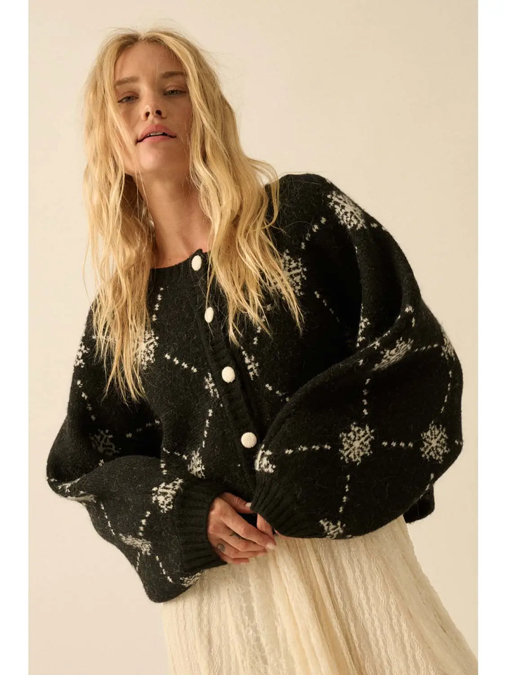 Snowflake Jacquard Dolman Cardigan