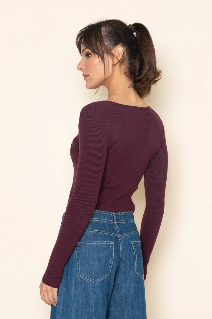 Brenna Buckle V Neck Knit Top