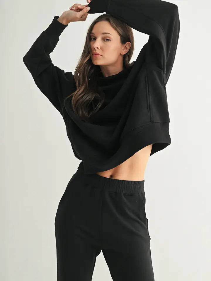 Cozycore Cotton Blend Mock Neck Pullover