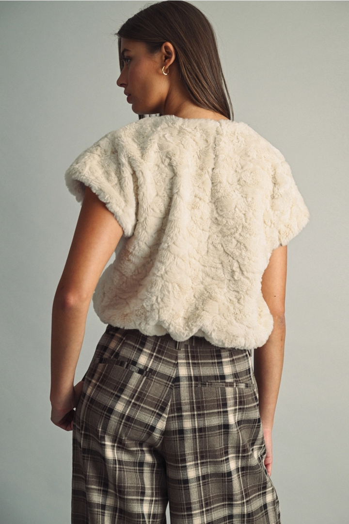 Plush Textured Faux Fur Top (available in black, mocha & cream)