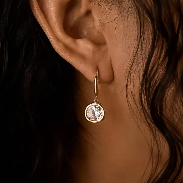 Rebekah 18K Gold Plated Oval Cz Earrings