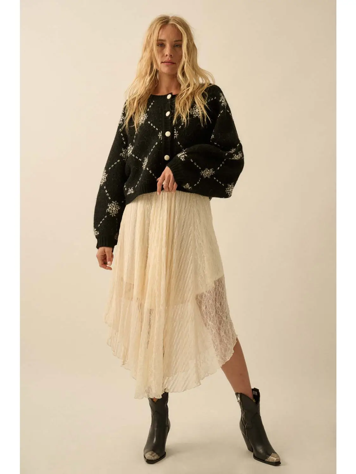 Snowflake Jacquard Dolman Cardigan