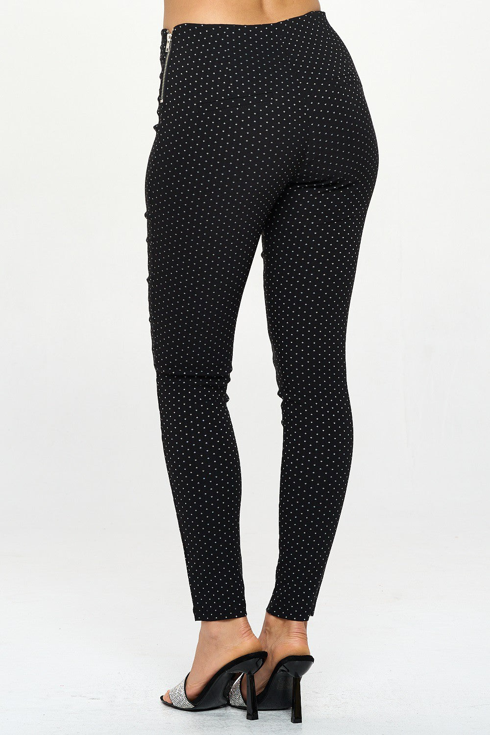 Josie Jacquard  Side Zipper Pants (Arrow Dots Detail) - Beciga