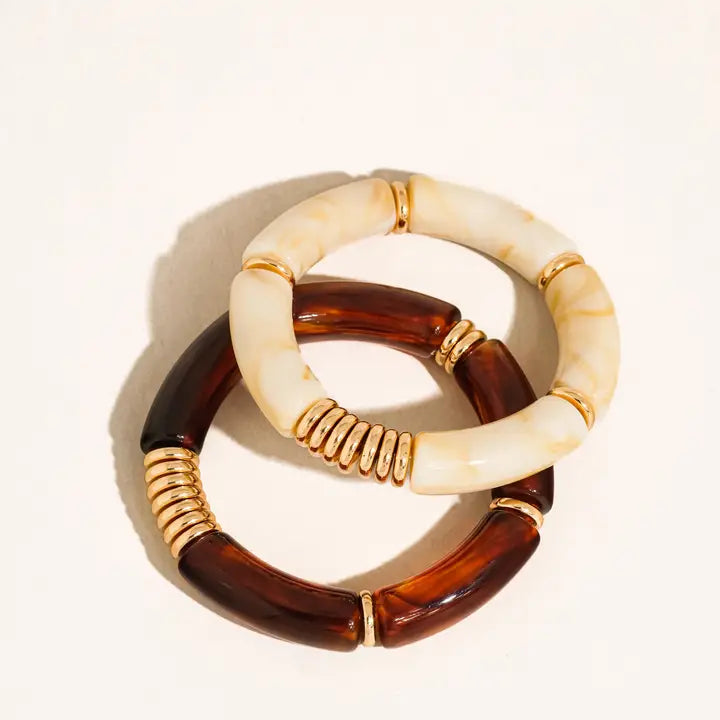 Cove 18K Gold Non Tarnish Chunky Resin Bangle Set