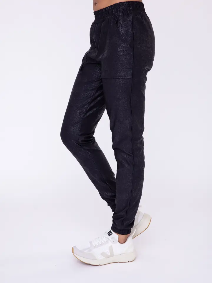 Foil Printed High-Waisted Joggers