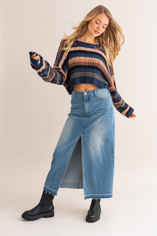 Sadie Ribbed Printed Sweater - Beciga