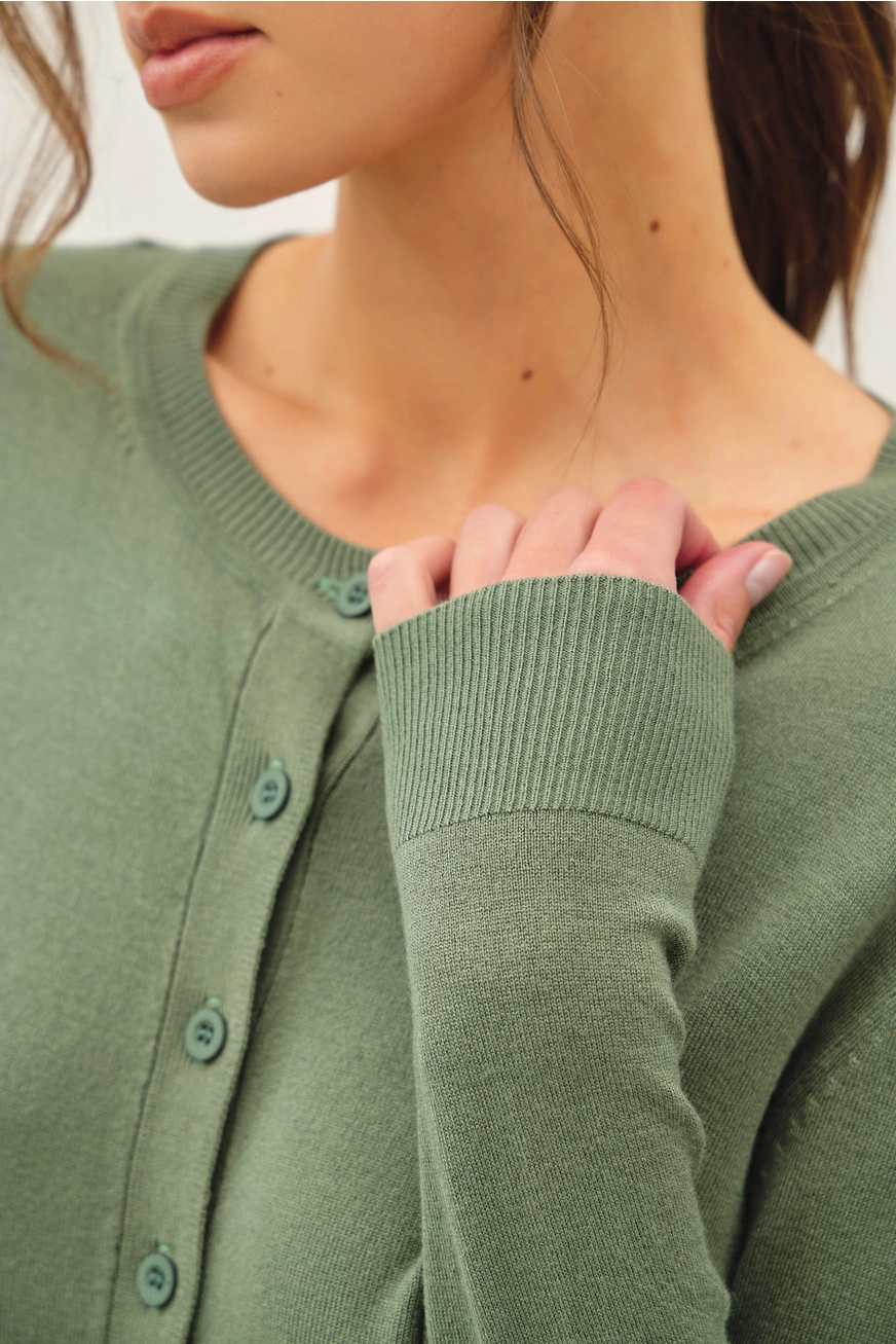 Ultra Soft Essential Crewneck Cardigan(available in black, spruce & tan)
