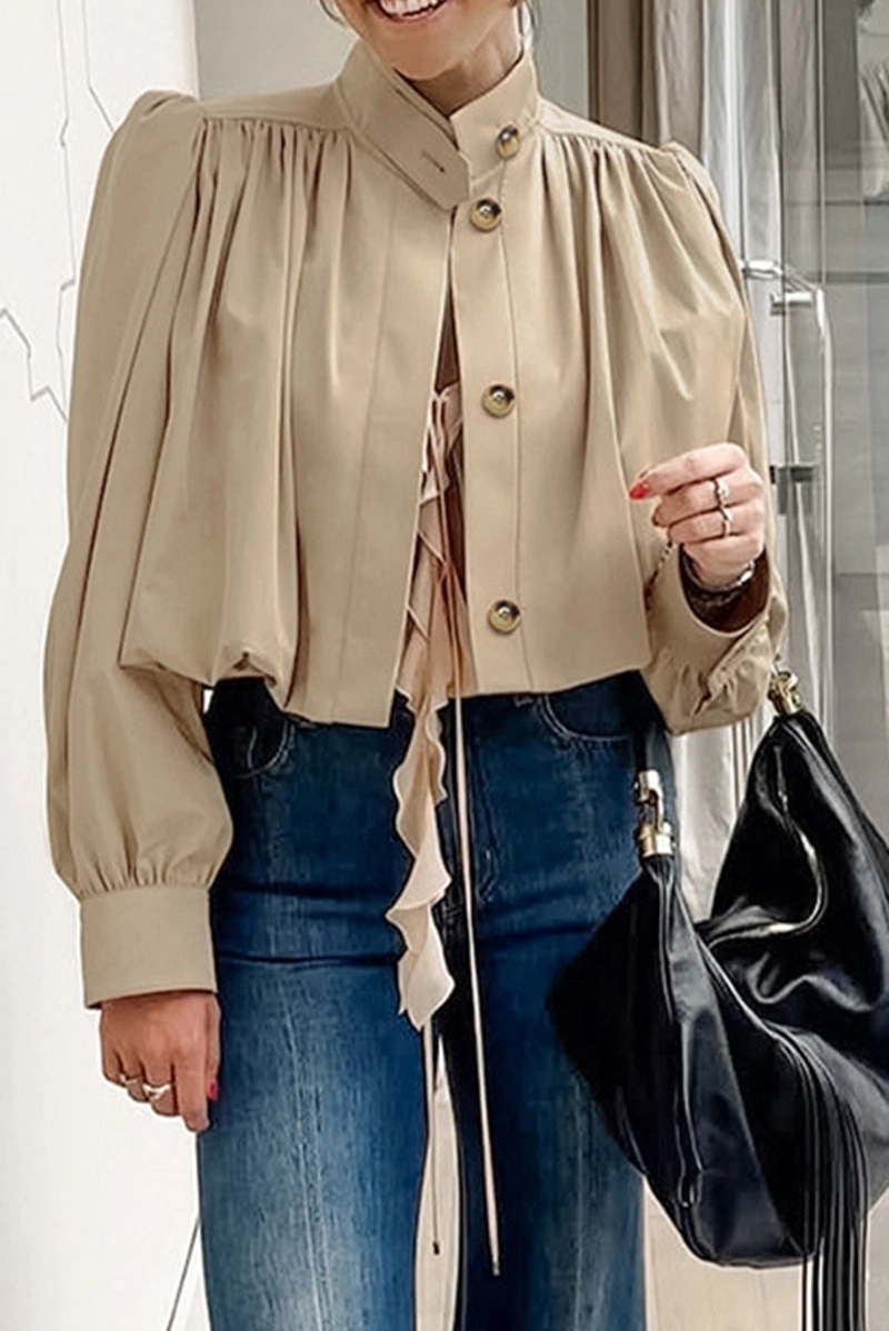 Cropped Buttoned Trench Coat