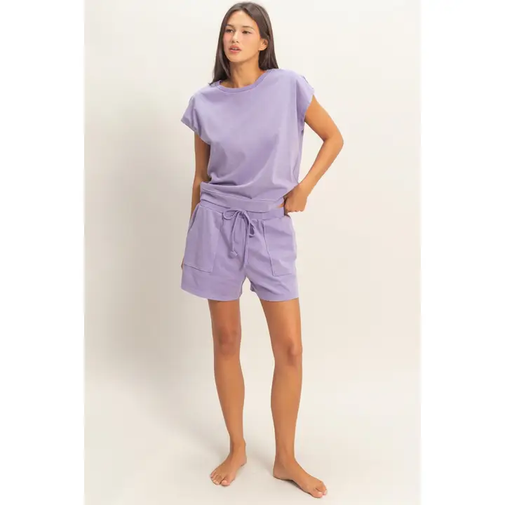 Sleeveless Crew Neck Top and Shorts Set