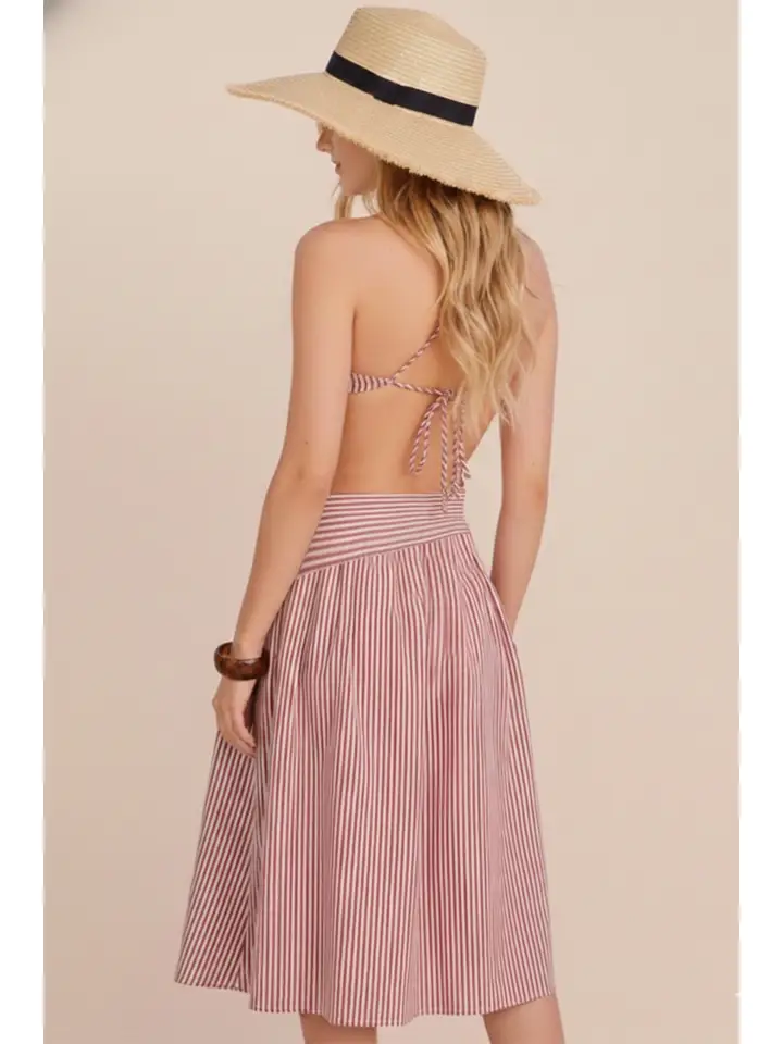 Asymmetrical Striped Midi Dress
