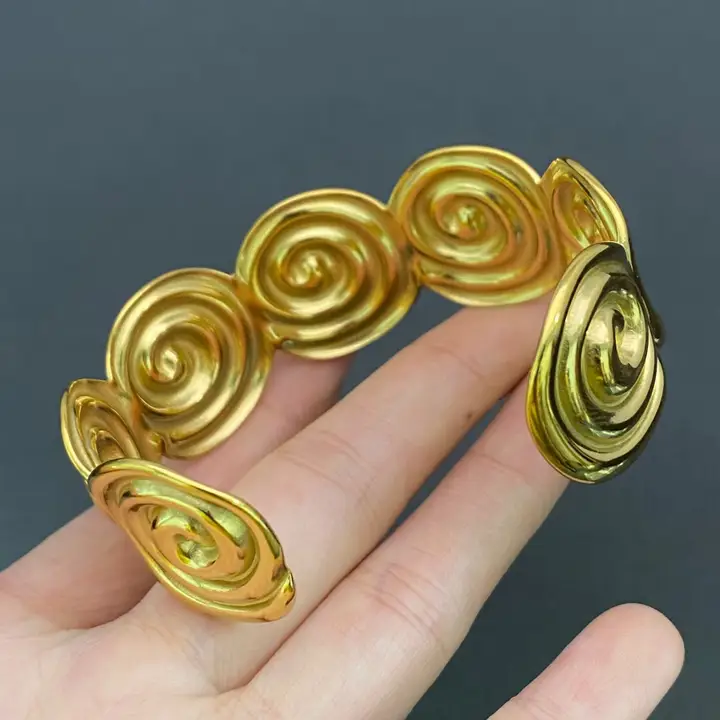 Swirl Design 18K Gold Plated Cuff