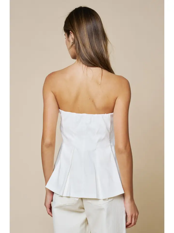 Strapless Pleated Peplum Top