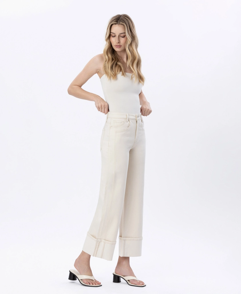 Super High Rise Cuffed Wide Leg Jeans