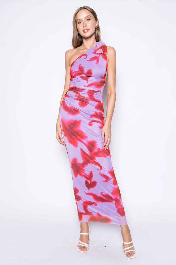 One Shoulder Scarf Maxi Dress