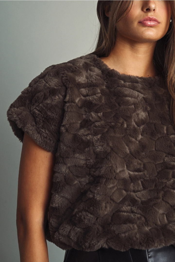 Plush Textured Faux Fur Top (available in black, mocha & cream)