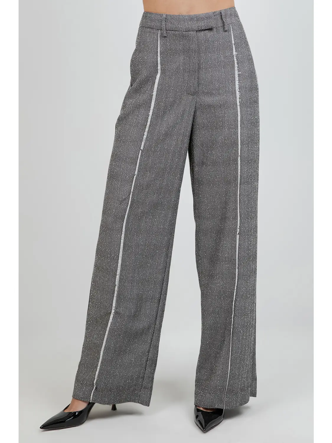 Fray Edge Detailed Straight Leg Trousers