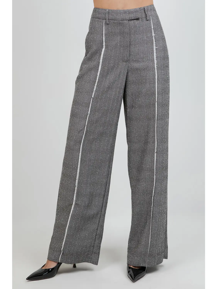 Fray Edge Detailed Straight Leg Trousers