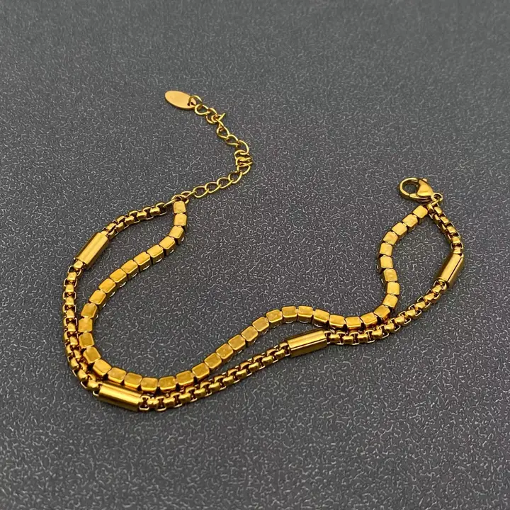 Inlaid Cz Chain Double Layer Bracelet