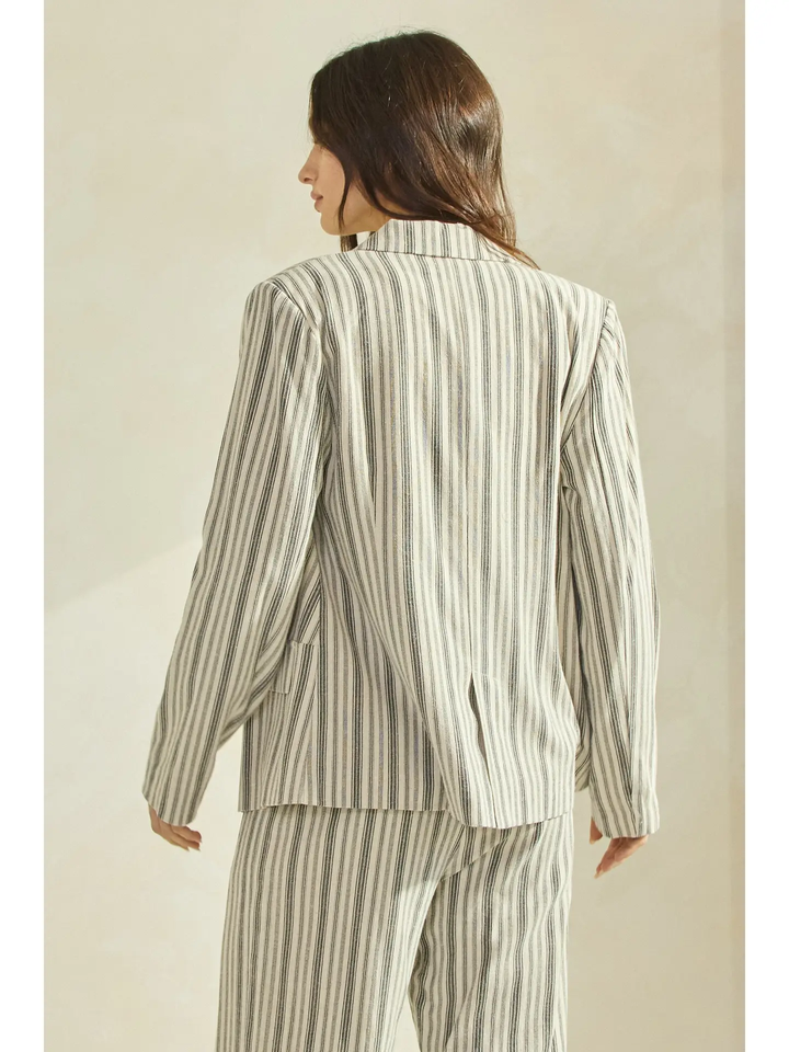 Striped Double Breasted Blazer