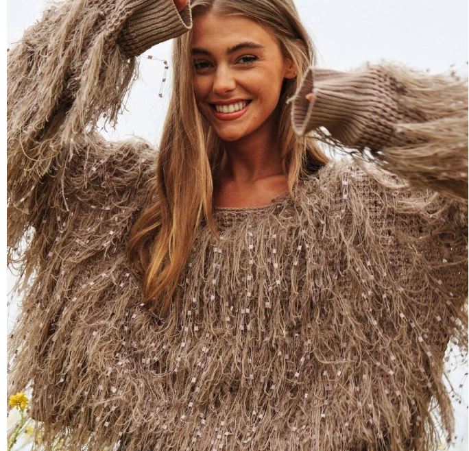 Taupe Fluffy Fluff Pullover Sweater