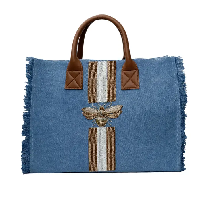 Handmade Beaded Fringe Tote Bag