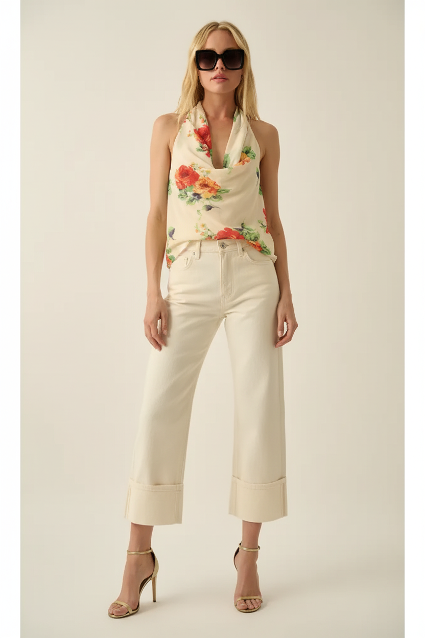 Floral Cowl Halter - Over Jeans