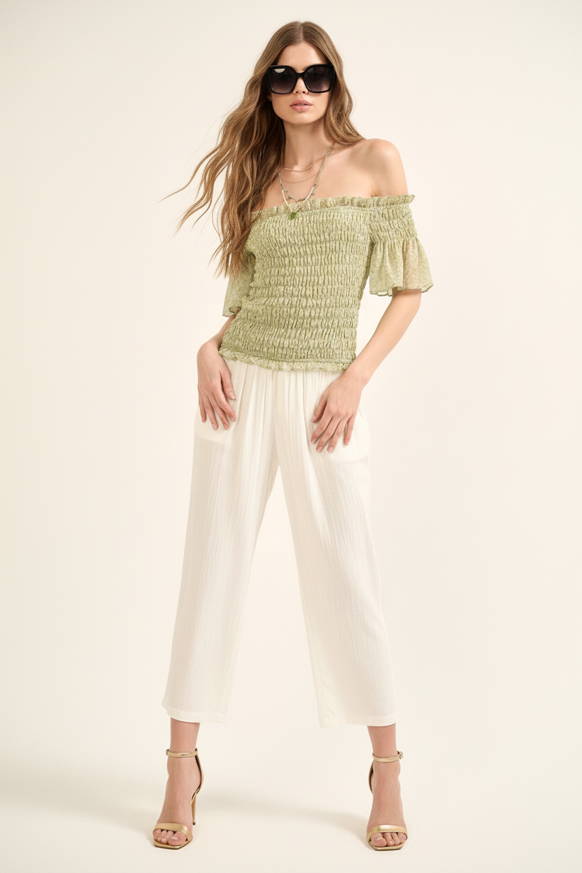 Floral Off Shoulder - Blonde Front