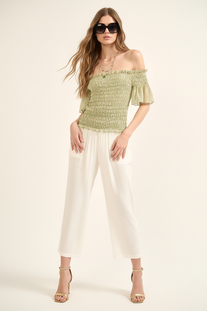 Floral Off Shoulder - Blonde Front