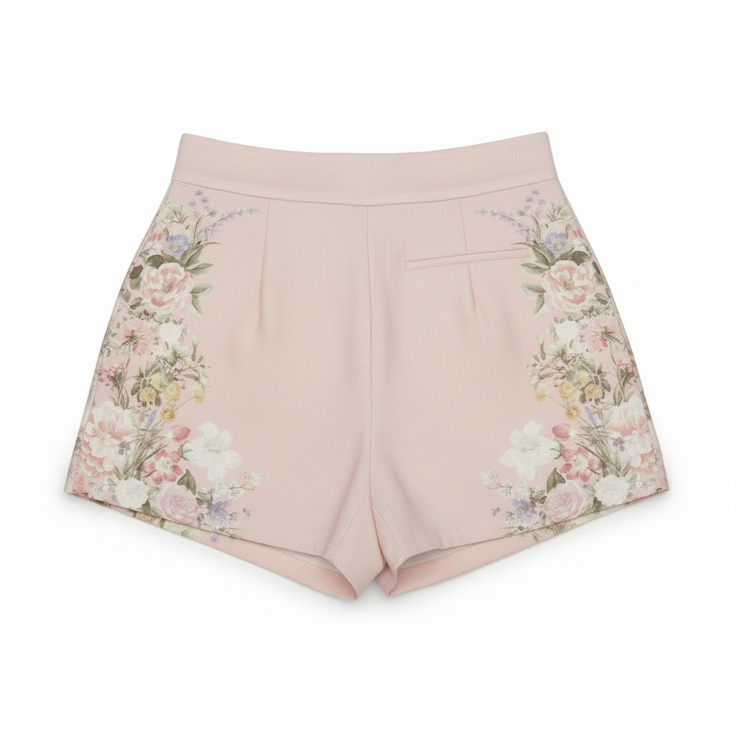 Floral Shorts — Clean Back, Hidden Side Zipper
