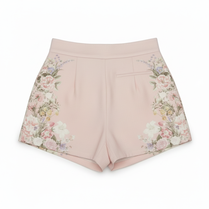 Floral Shorts — Clean Back, Hidden Side Zipper