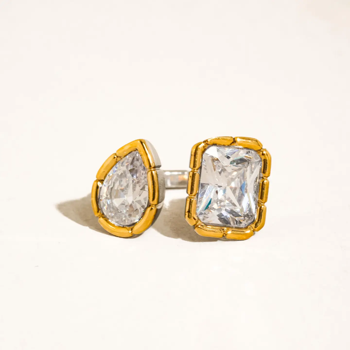 Serréa 18K Gold Plated Cz Adjustable Ring