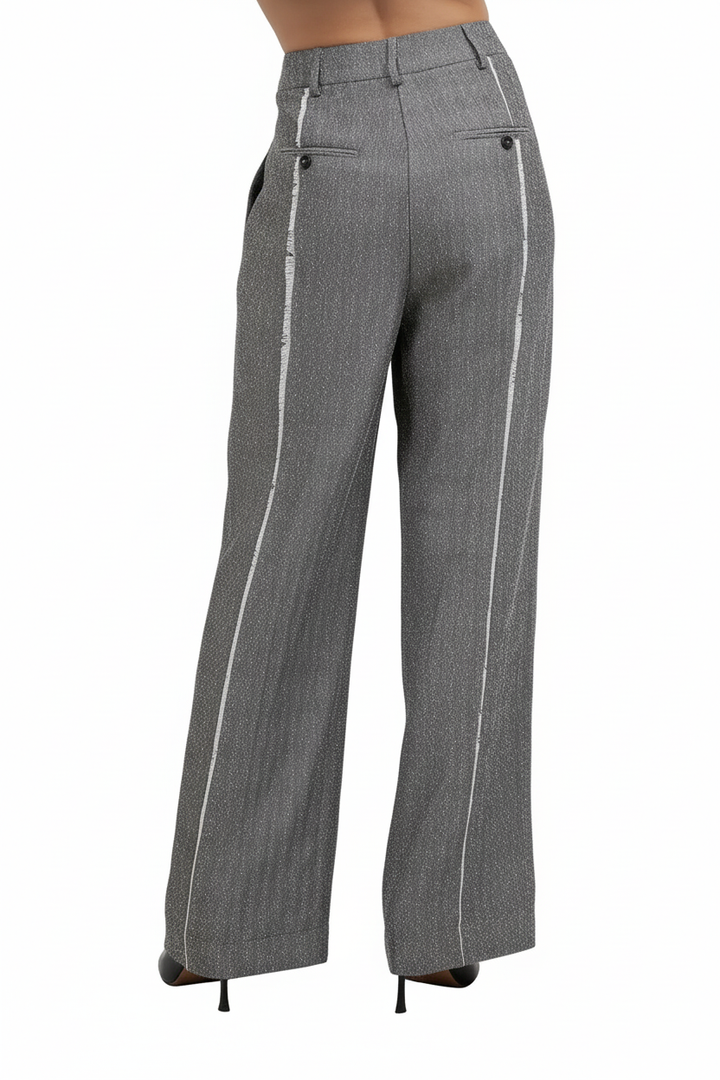 Fray Edge Trousers — Back Detail White Background