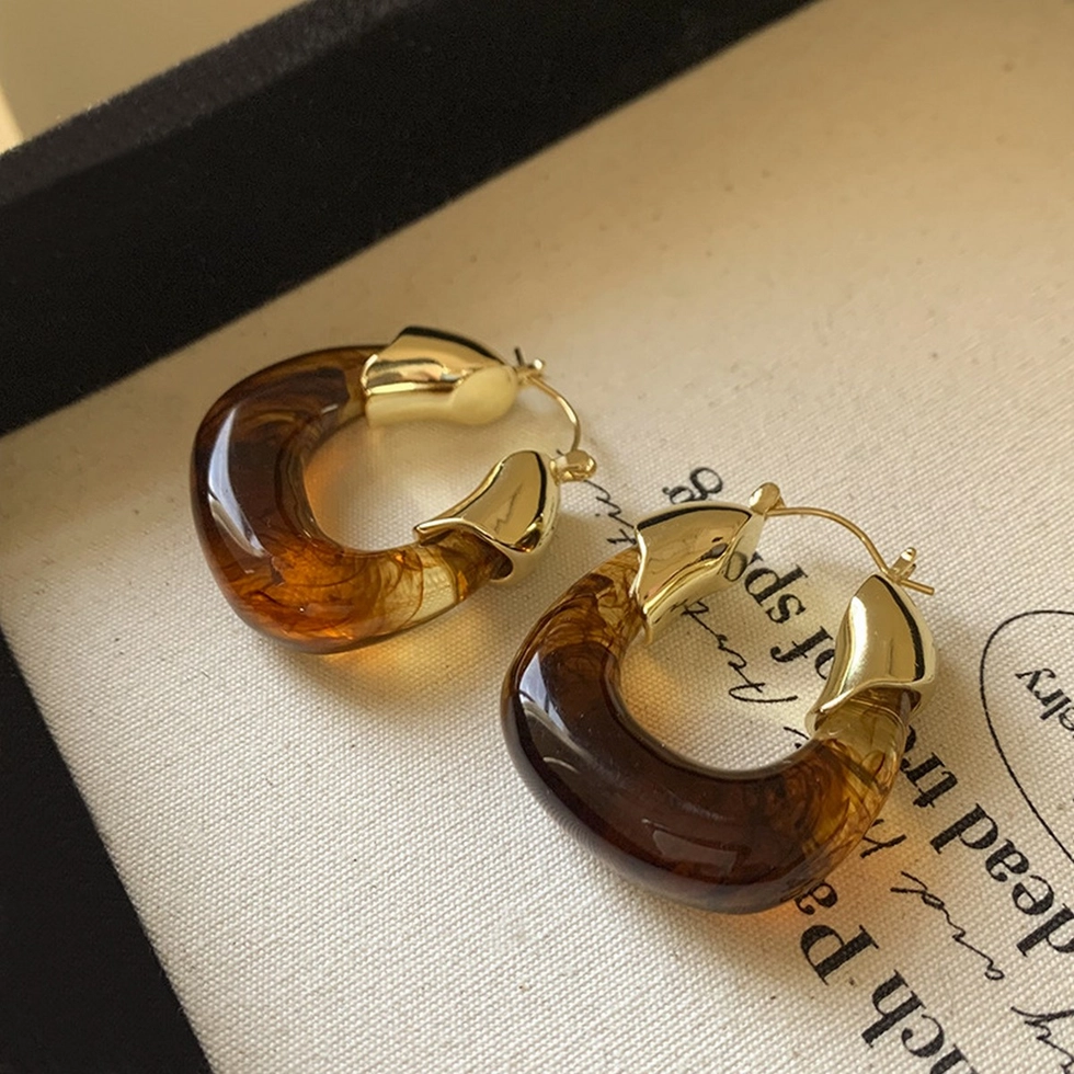 Chunky Resin Hoop Earrings