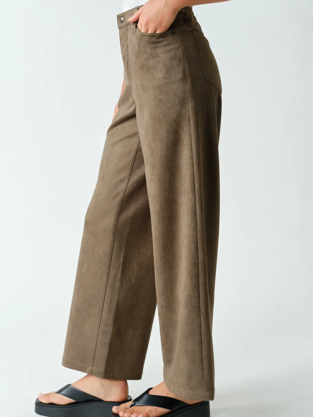 Mojave Suede Finish Wide Leg Pants (available in coffee bean & truffle)