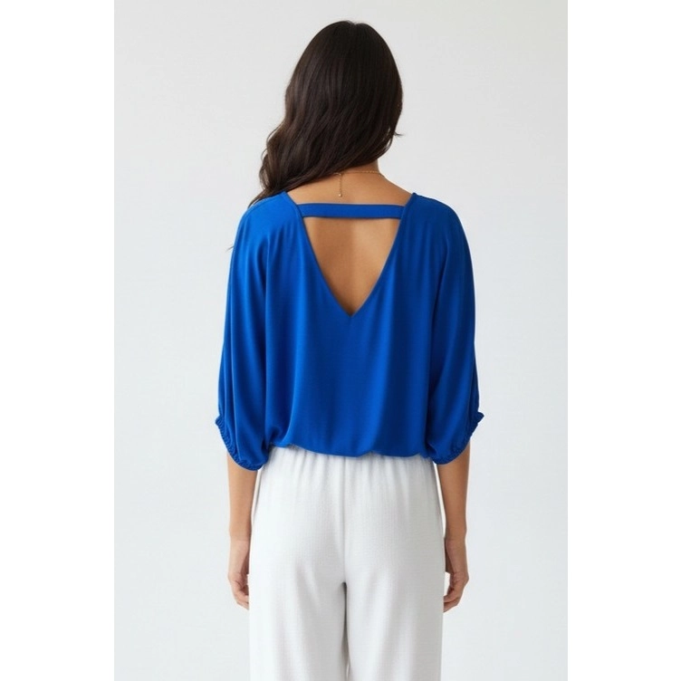 Cropped Blouse with Elasticized Waist