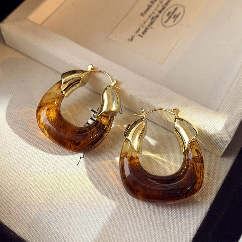 Chunky Resin Hoop Earrings