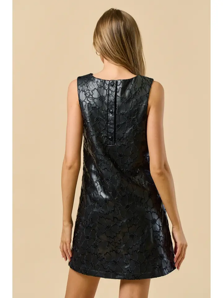 Emery Embroidered Pu Mini Dress