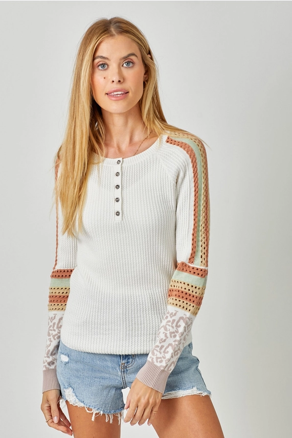 Mixed Weaving Sweater Top