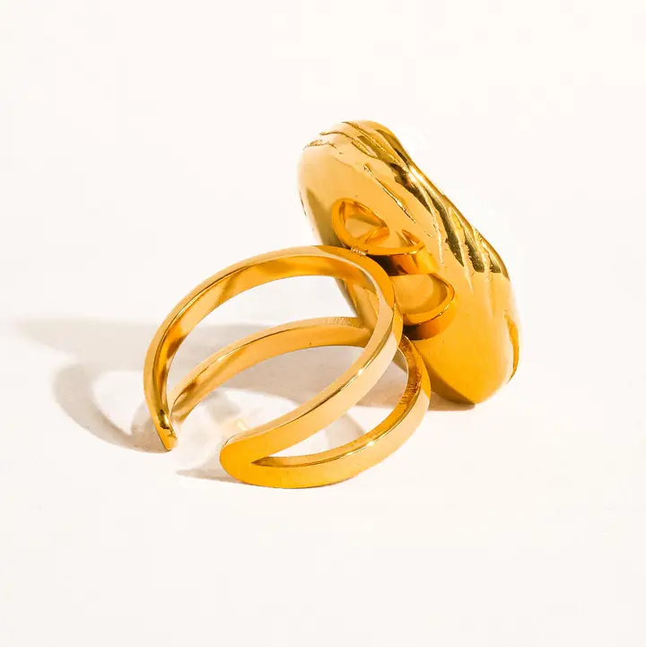 Cameron 18K Gold Non Tarnish Classic Pearl Round Ring