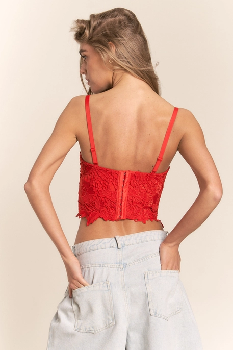 Lace Hook and Eye Back Bustier Top