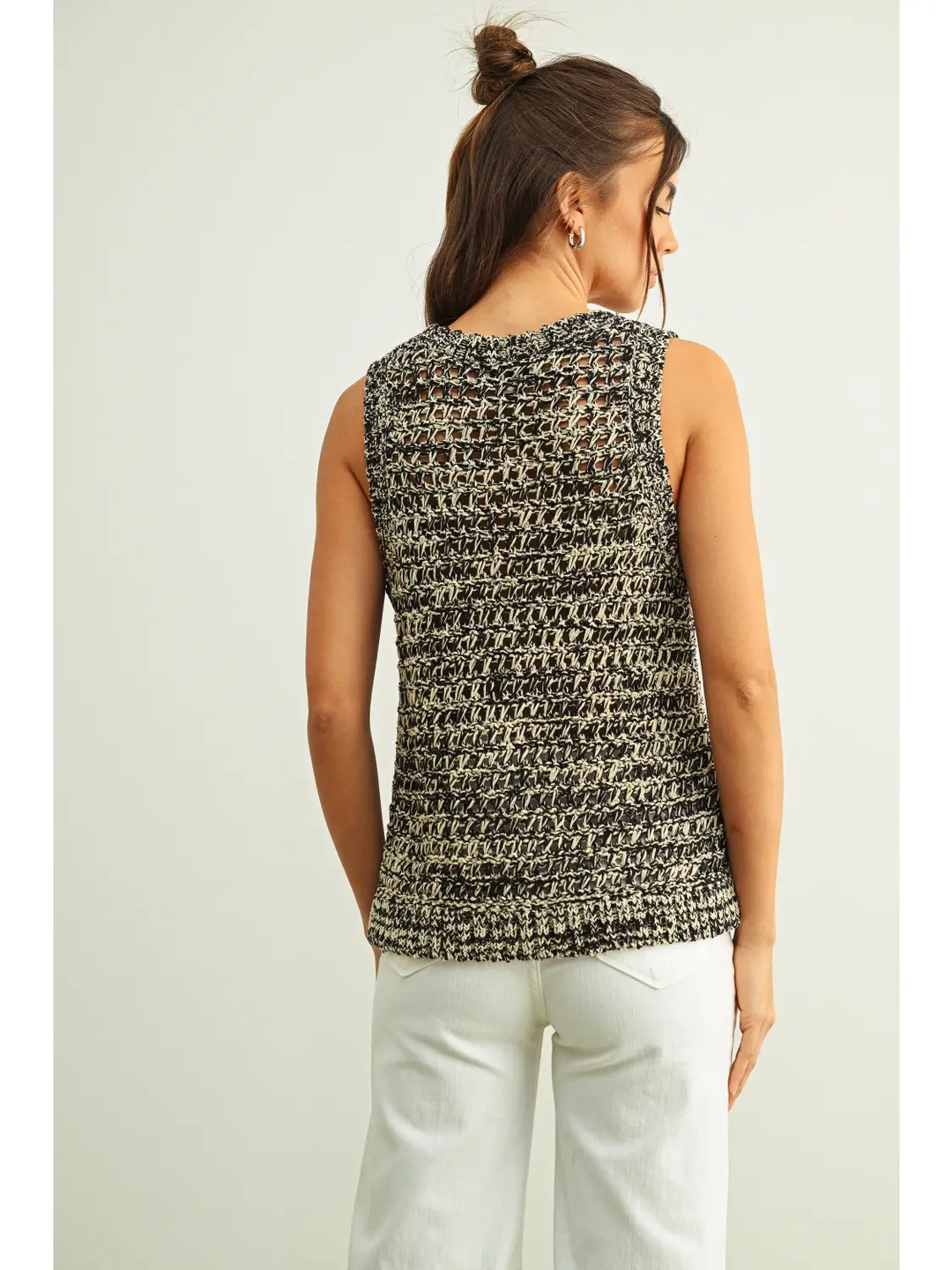 Sleeveless 2 Tone Knit Top