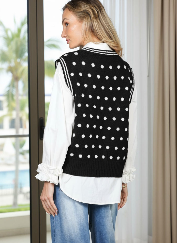 Charming Polka Dot Knitted Sweater Vest