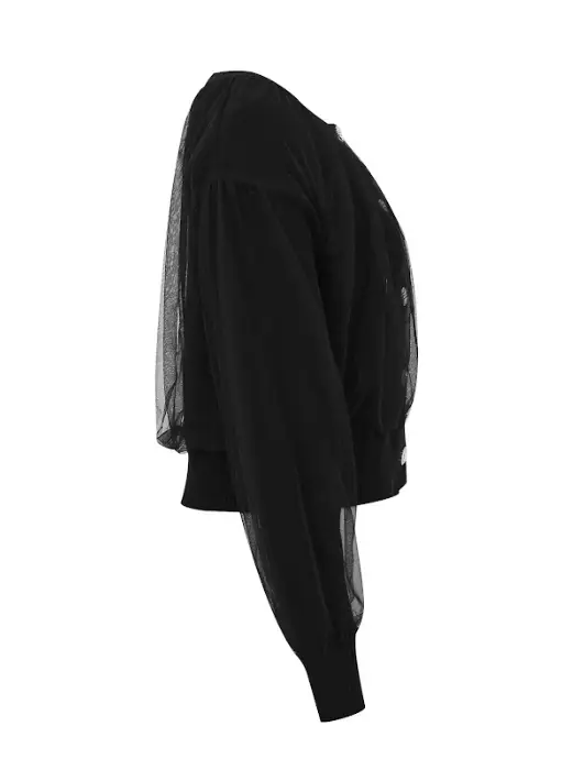 Marielle Crew Neck Tulle Cardigan