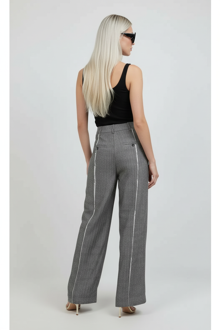 Grey Tweed Trousers — Beciga Model Back