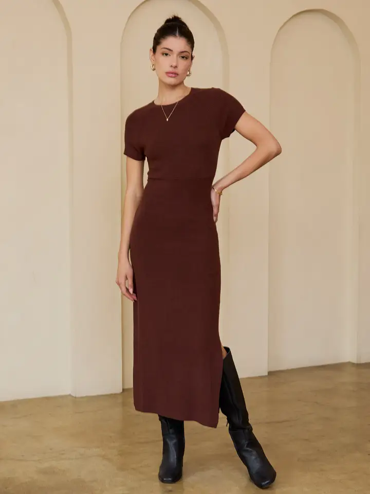 Blakely Back Tie Sweater Midi Dress