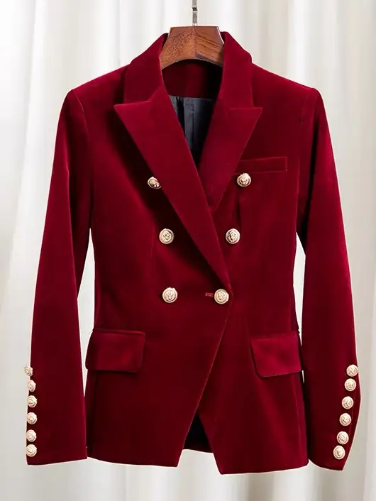 Velvet Double Breasted Blazer