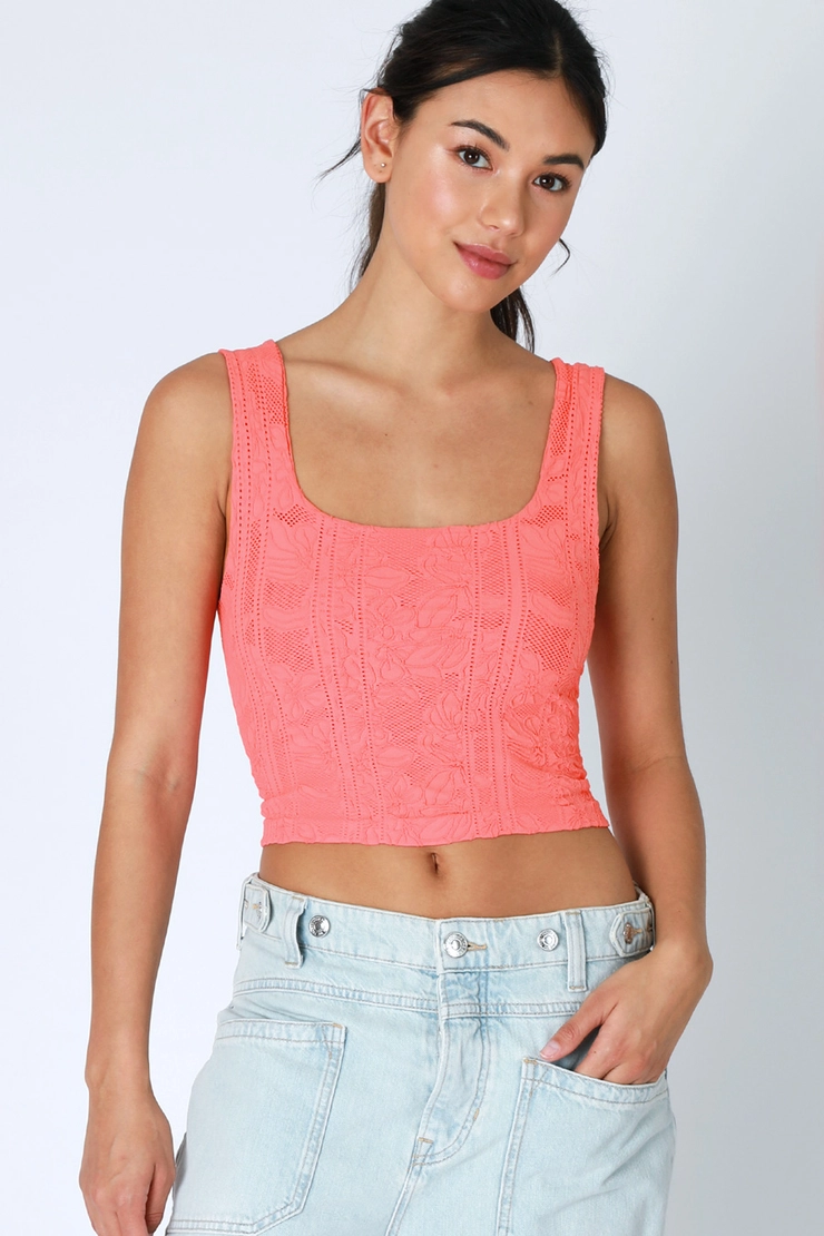 Double Lace Square Crop Top