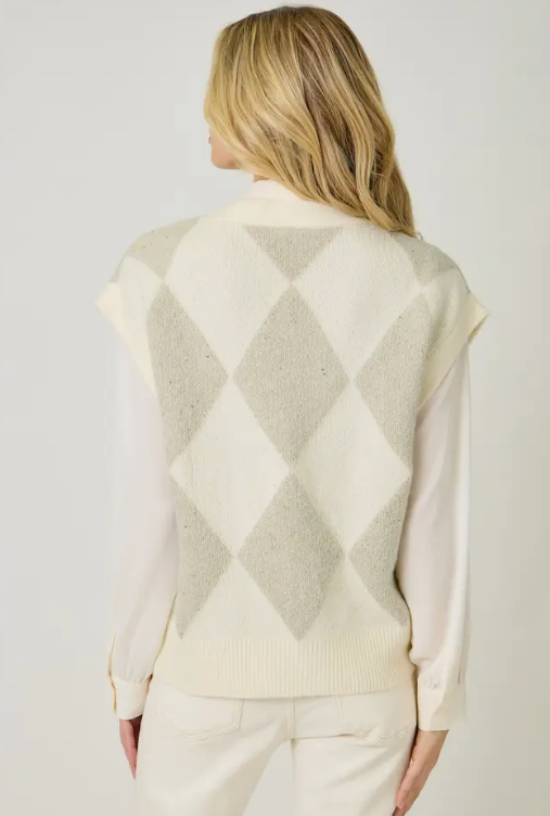 Ivory Amanda Argyle Sweater Vest